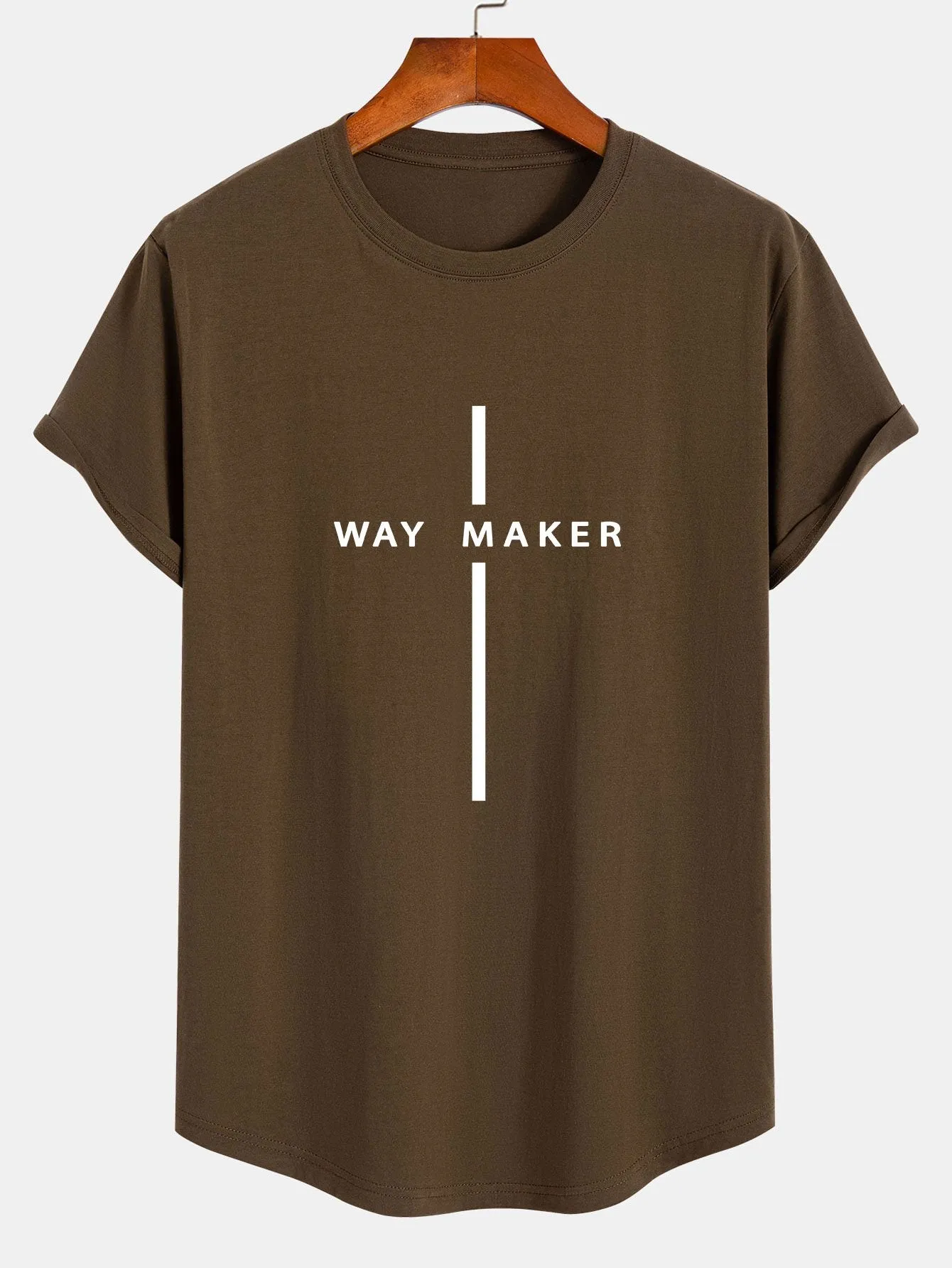 Way Maker Stripe Print Cotton Arc Hem T-Shirt sold by Hoooyi product image thumbnail 4