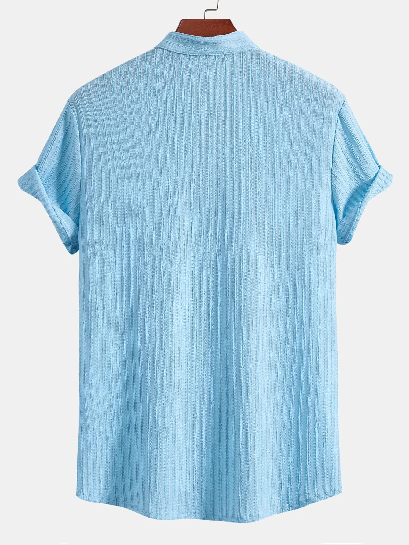 Muscle Fit Texture Ribbed Stand Collar Shirt sold by Hoooyi product image thumbnail 4