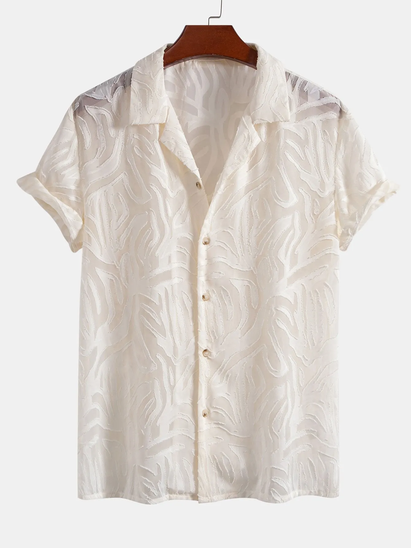 Jacquard Texture Cuban Shirt sold by Hoooyi