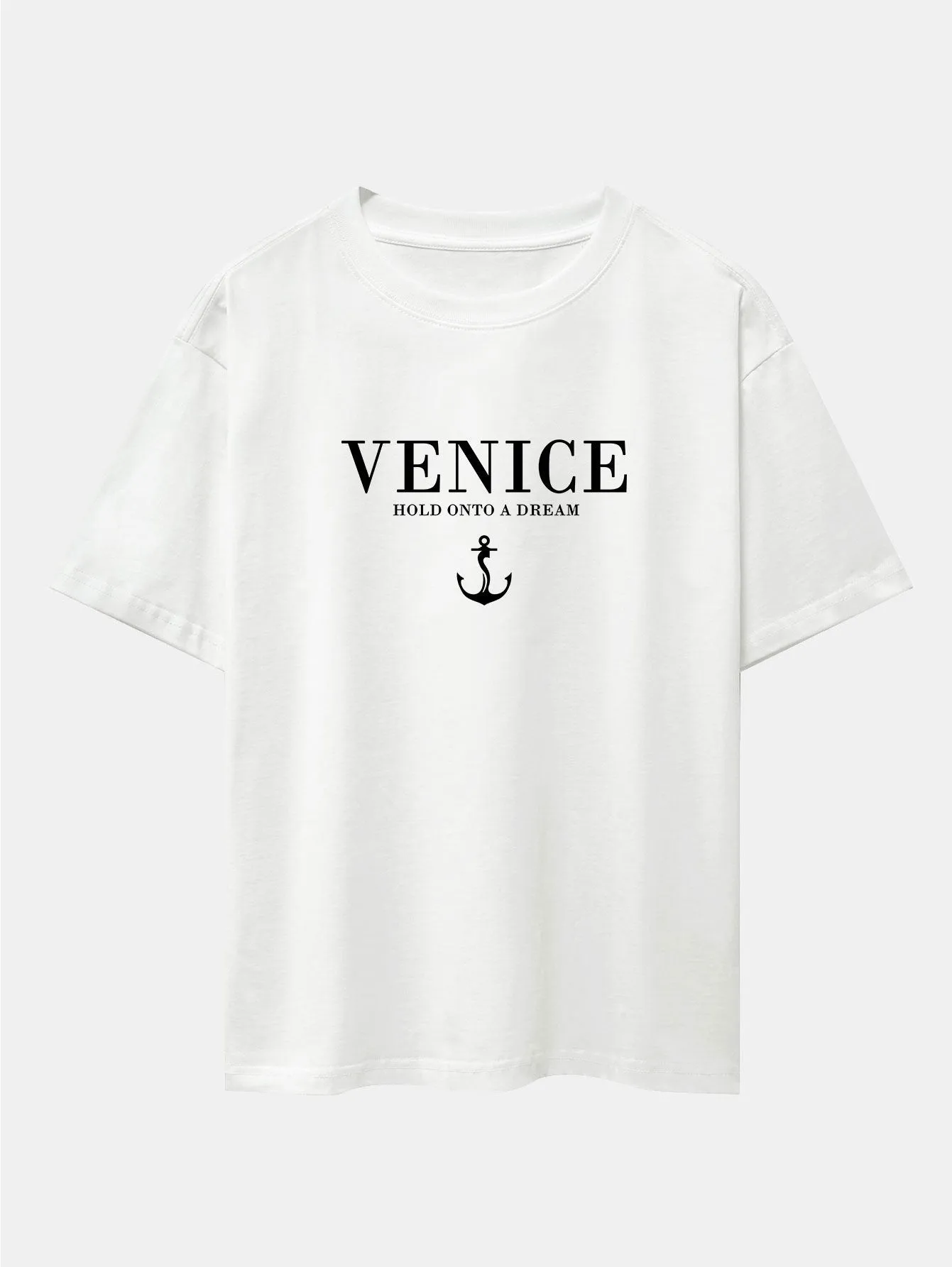 Venice Anchor Print Drop Shoulder Oversize T-Shirt sold by Hoooyi product image thumbnail 3