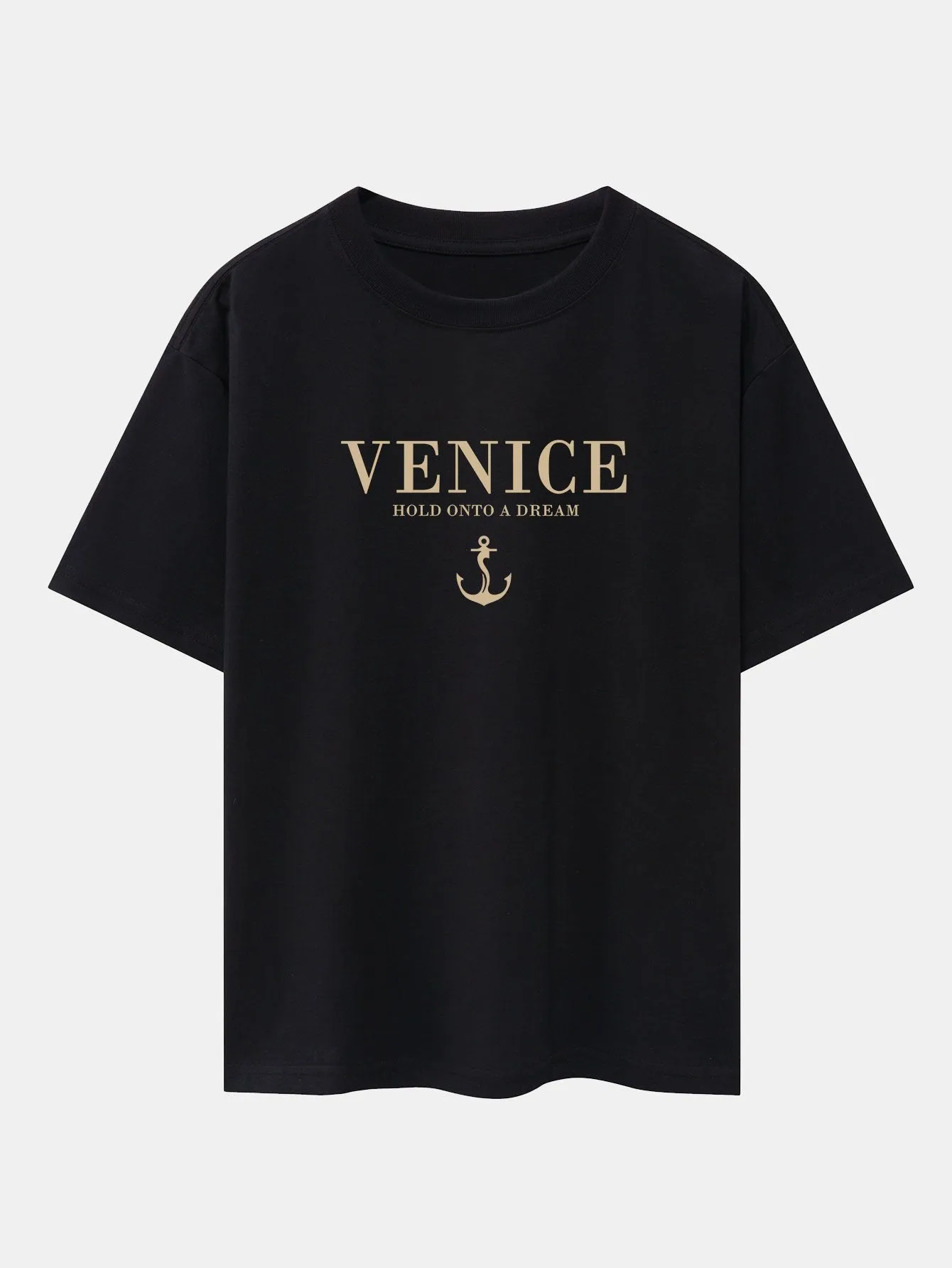 Venice Anchor Print Drop Shoulder Oversize T-Shirt sold by Hoooyi