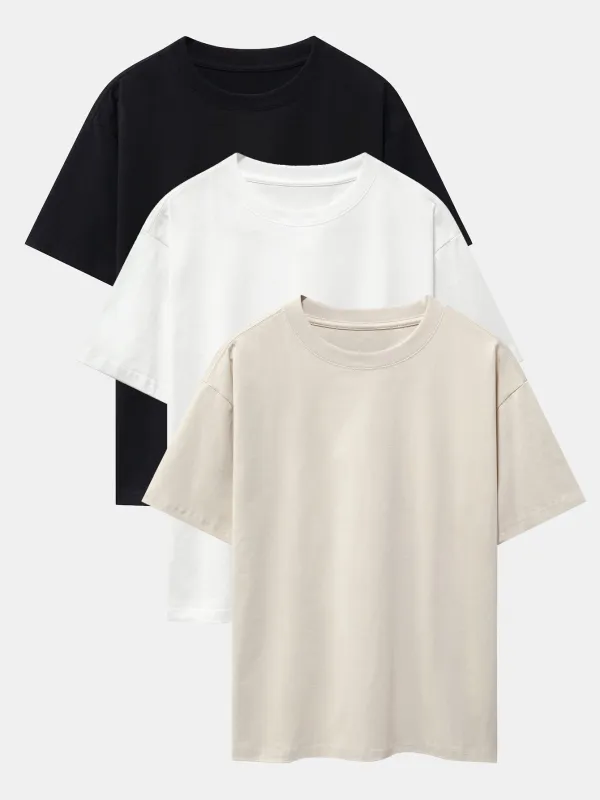 3 Pieces Basic Heavy Weight Drop Shoulder Oversize T-Shirts sold by Hoooyi