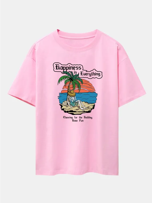 Skull Island Print Drop Shoulder Oversize T-Shirt sold by Hoooyi