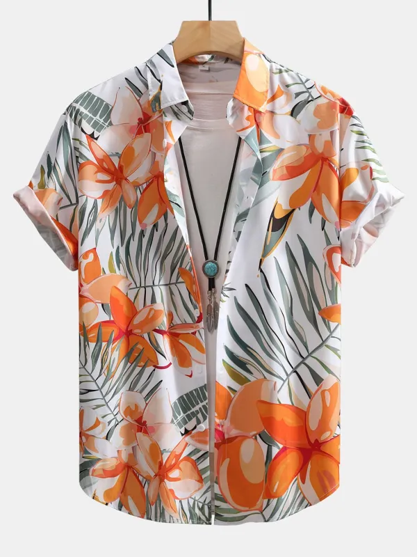 Flower Plants Print Button Up Shirt sold by Hoooyi