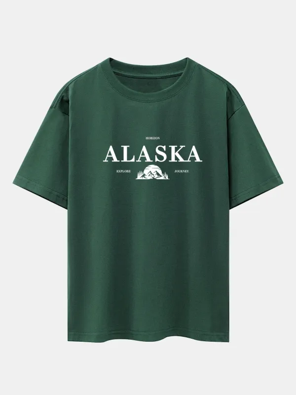 Alaska Slogan Print Drop Shoulder Oversize T-Shirt made by Hoooyi