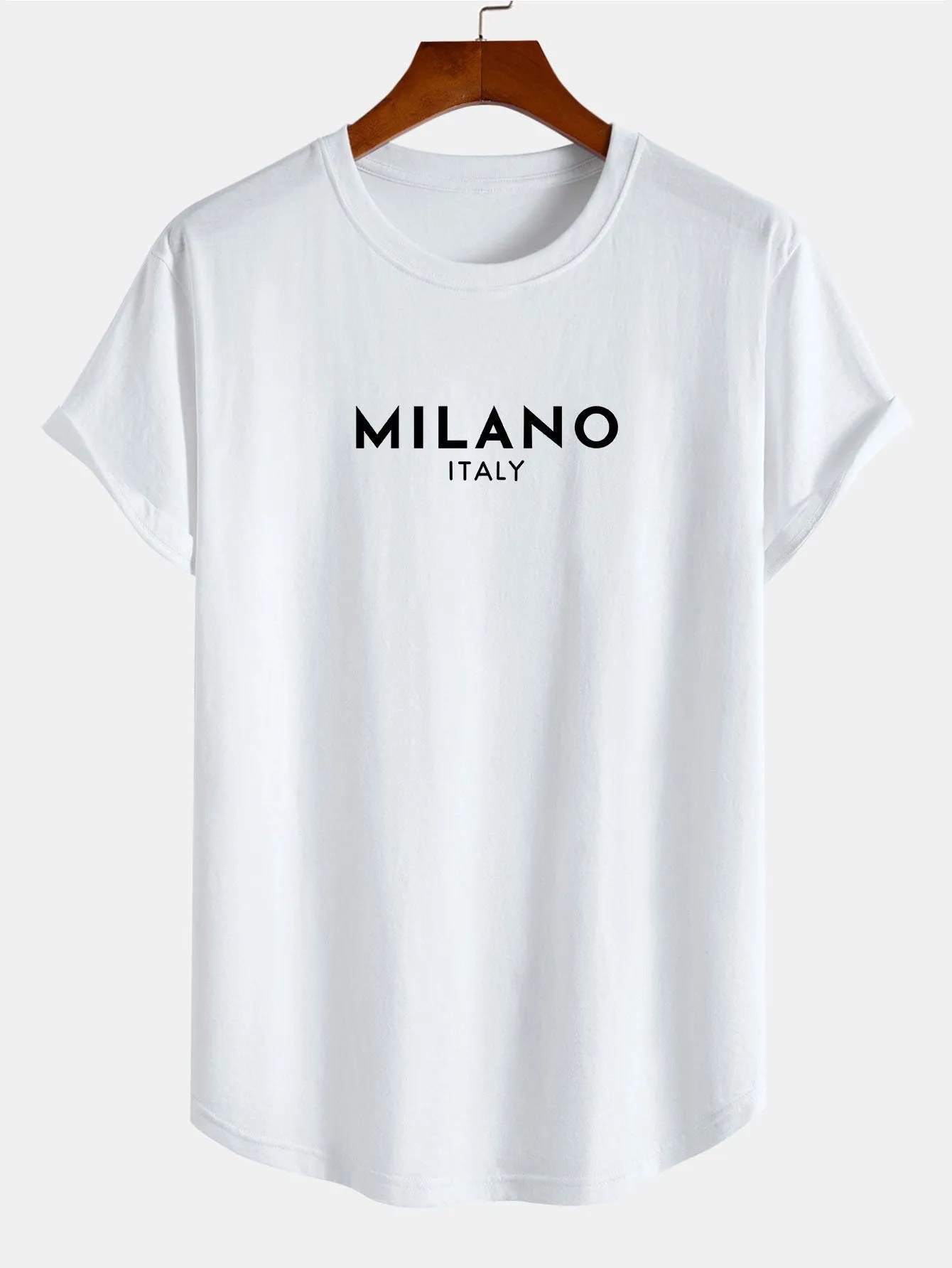 Milano Italy Print Cotton Arc Hem T-Shirt sold by Hoooyi