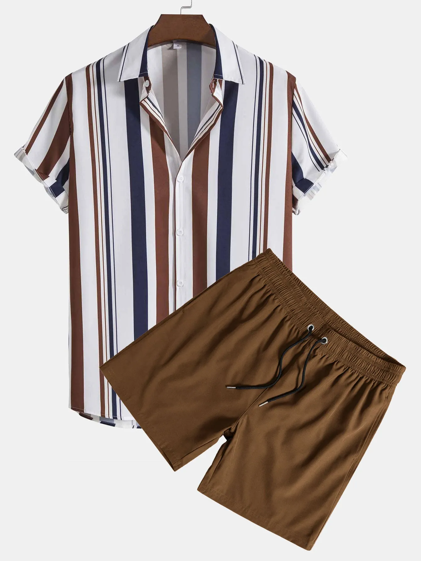 Colored Striped Print Shirt & Swim Shorts sold by Hoooyi