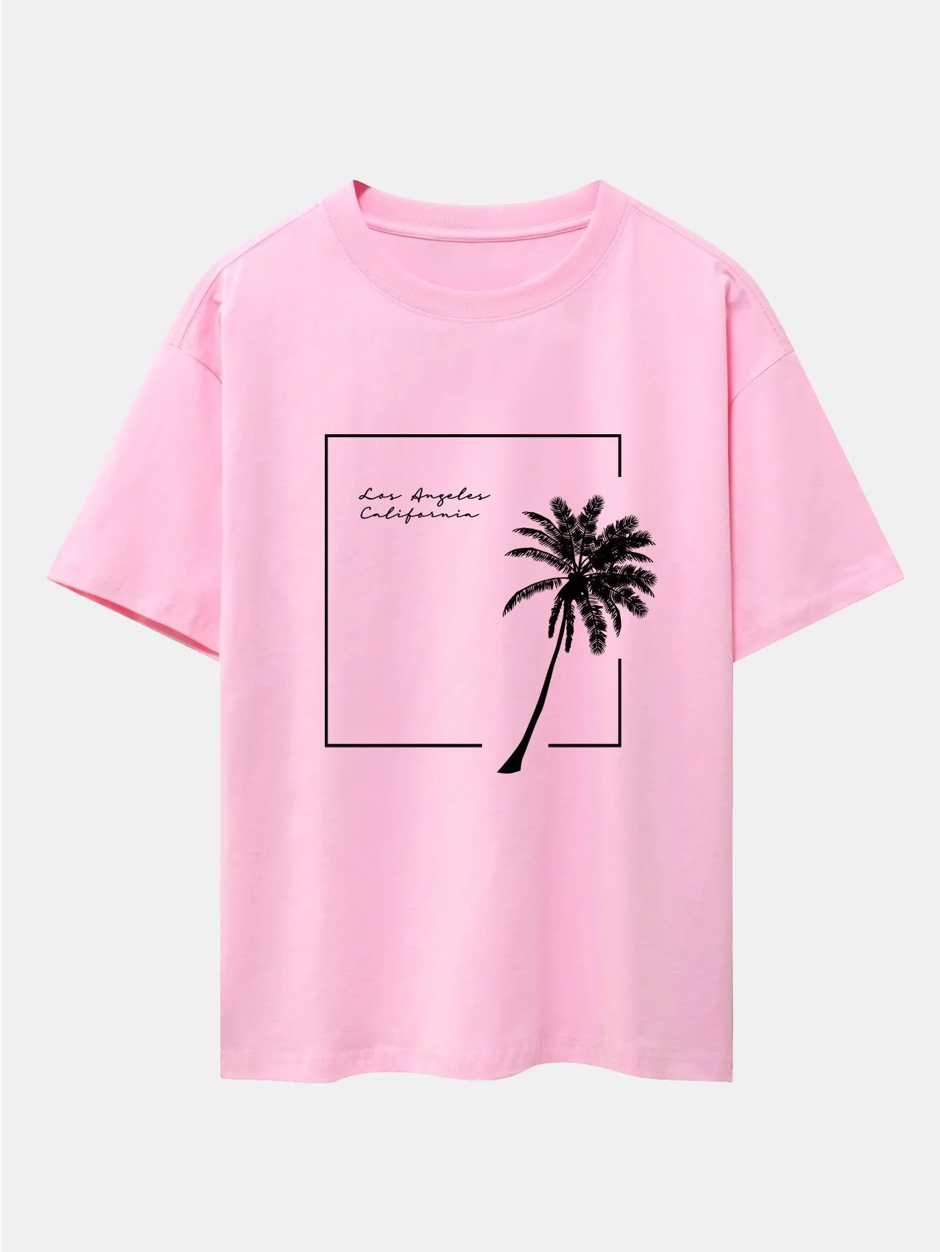 Los Angeles Palm Trees Print Drop Shoulder Oversize T-Shirt sold by Hoooyi product image thumbnail 4