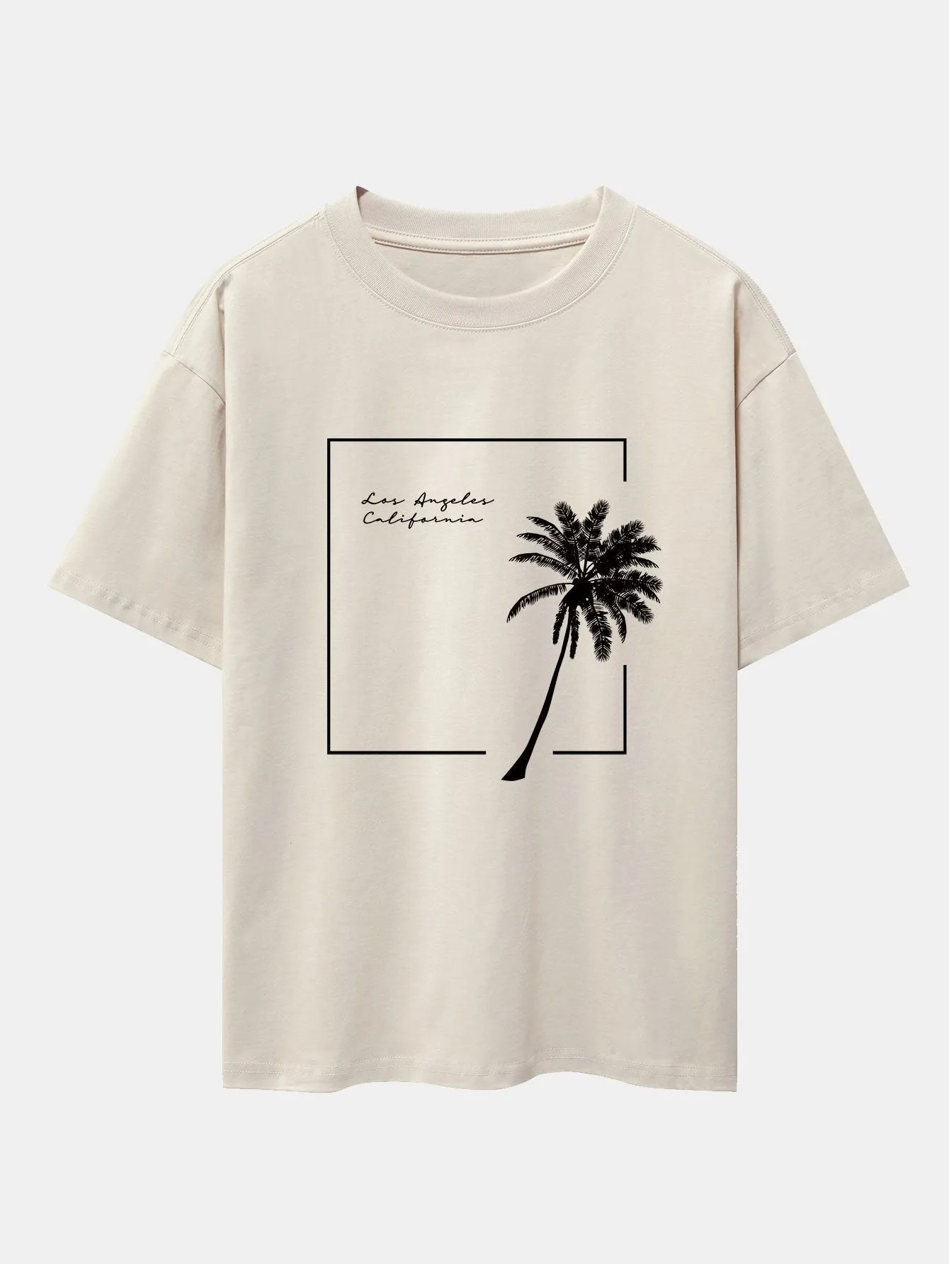 Los Angeles Palm Trees Print Drop Shoulder Oversize T-Shirt sold by Hoooyi product image thumbnail 3