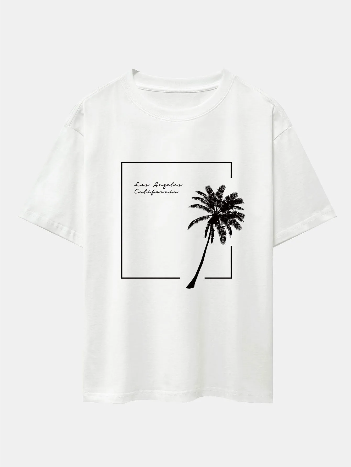 Los Angeles Palm Trees Print Drop Shoulder Oversize T-Shirt sold by Hoooyi product image thumbnail 2