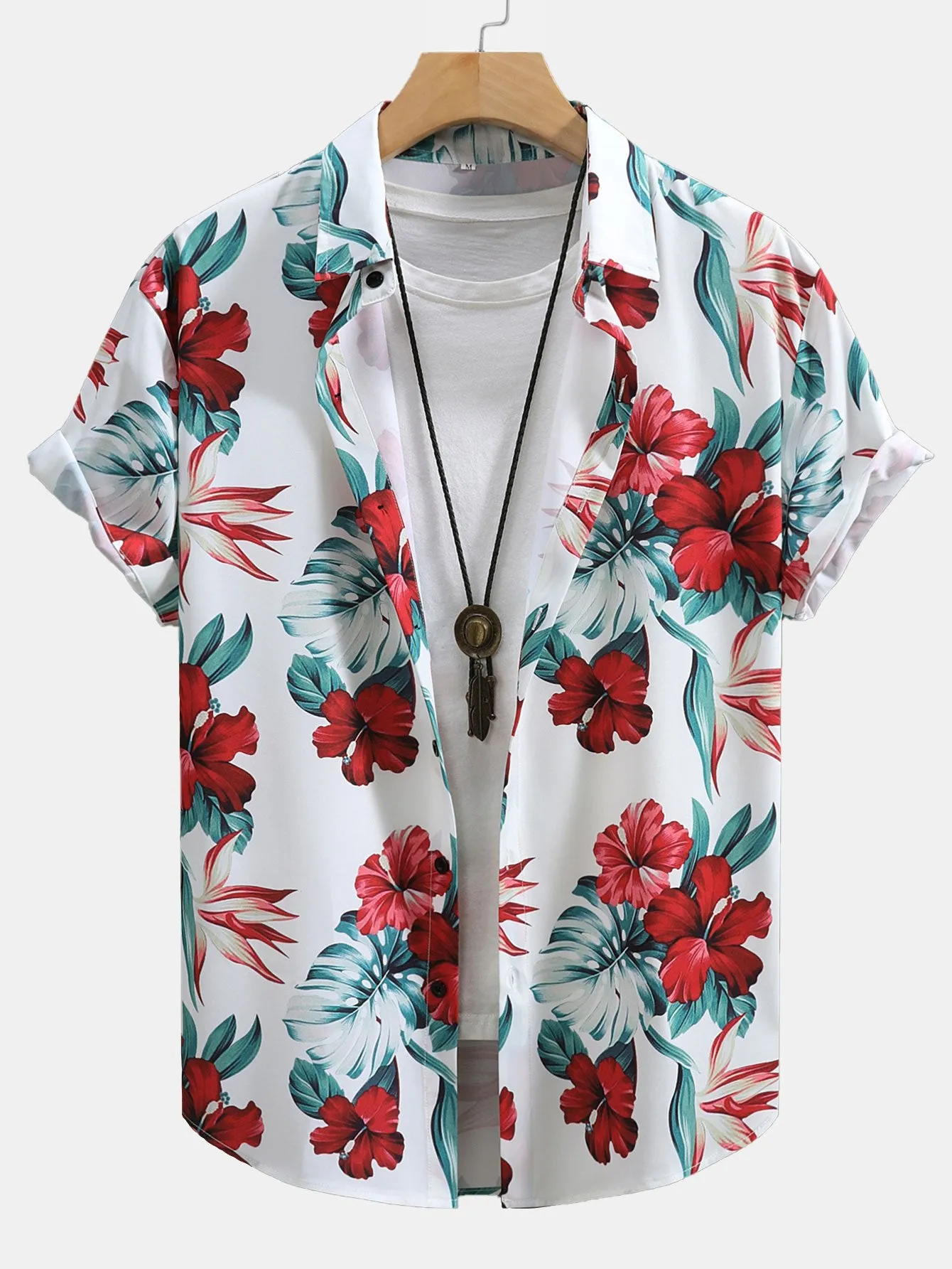 Tropical Floral Print Button Up Shirt & Swim Shorts sold by Hoooyi product image thumbnail 2