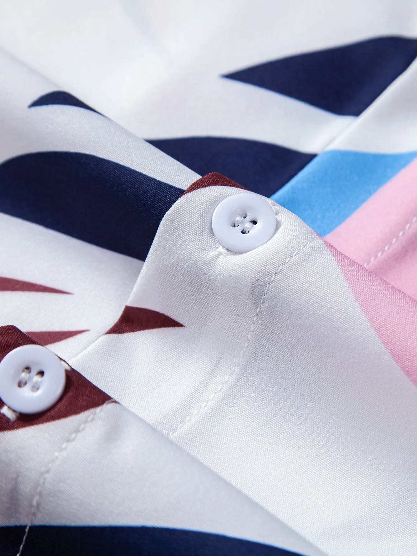 Leaf Color Block Print Button Up Shirt sold by Hoooyi product image thumbnail 4