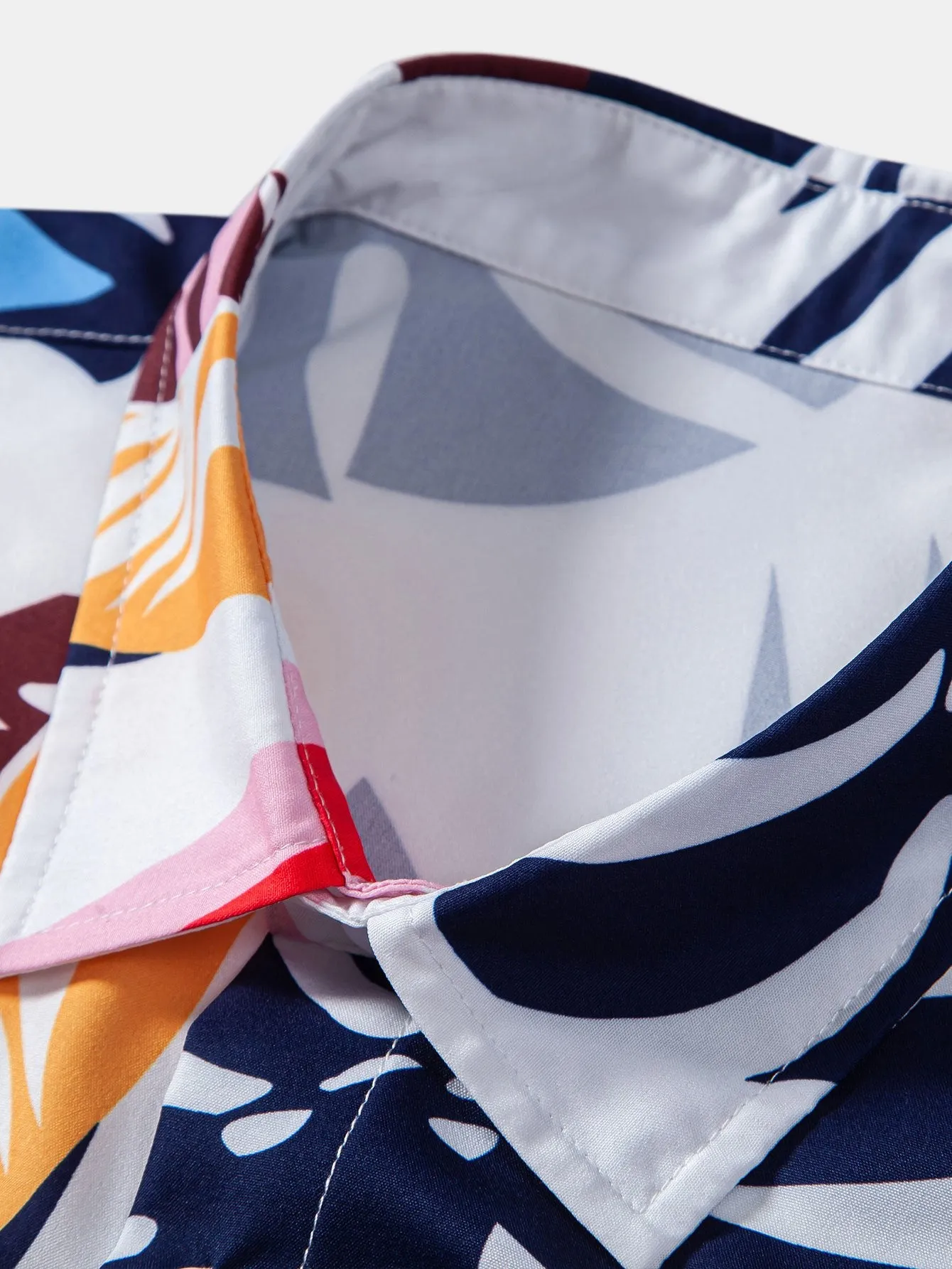 Leaf Color Block Print Button Up Shirt sold by Hoooyi product image thumbnail 3