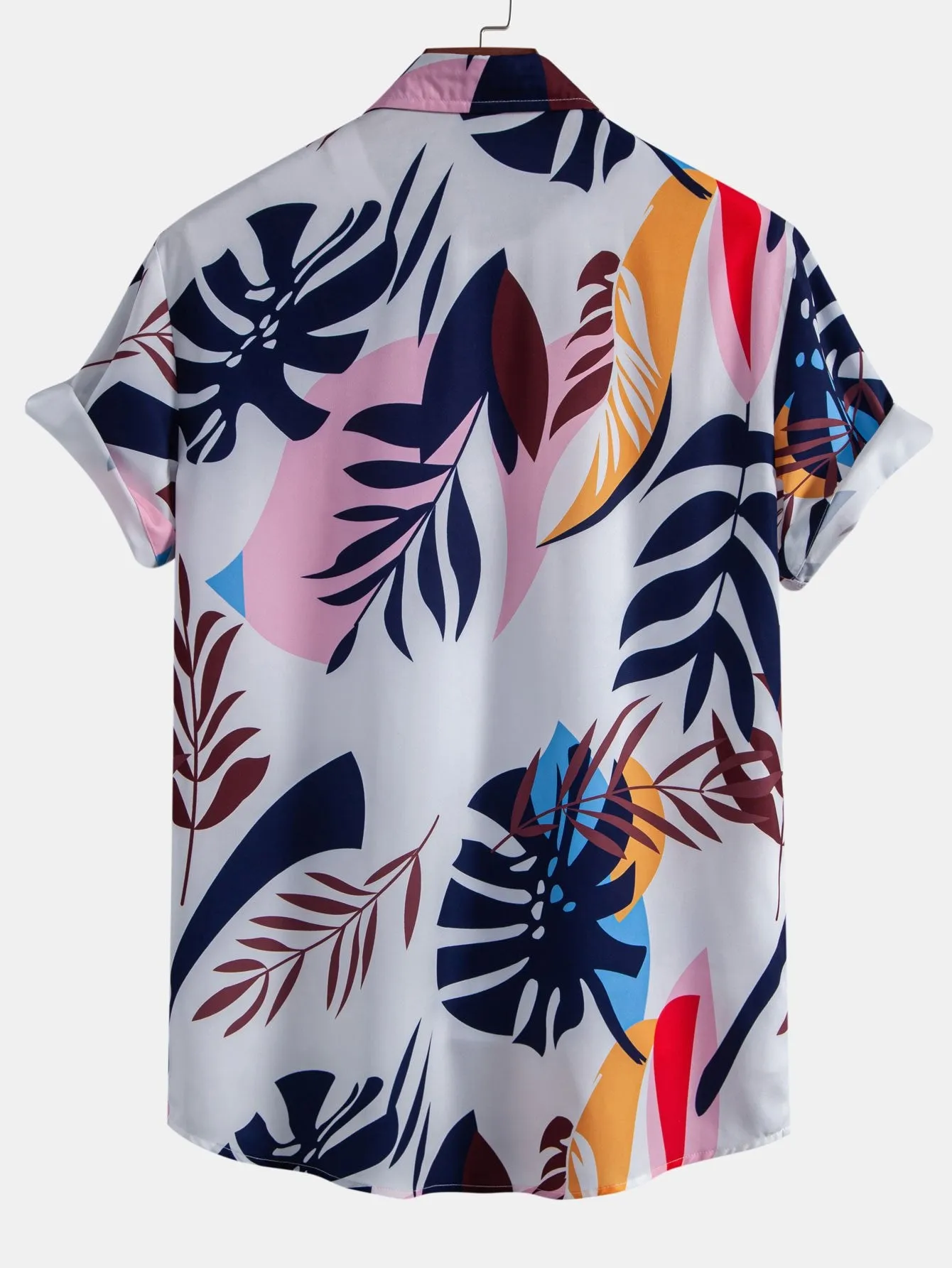 Leaf Color Block Print Button Up Shirt sold by Hoooyi product image thumbnail 2