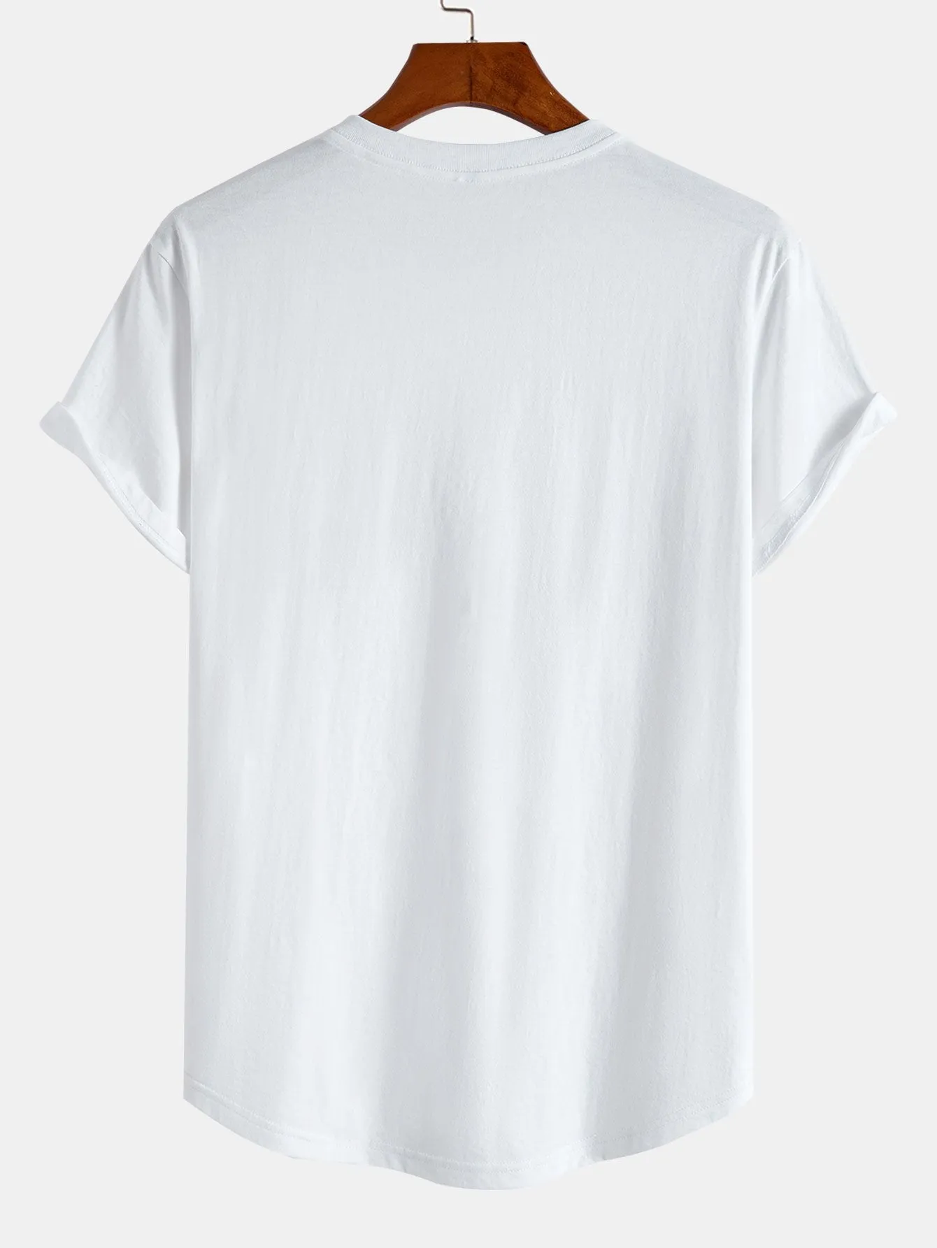 OK Slogan Print Cotton Arc Hem T-Shirt sold by Hoooyi product image thumbnail 3