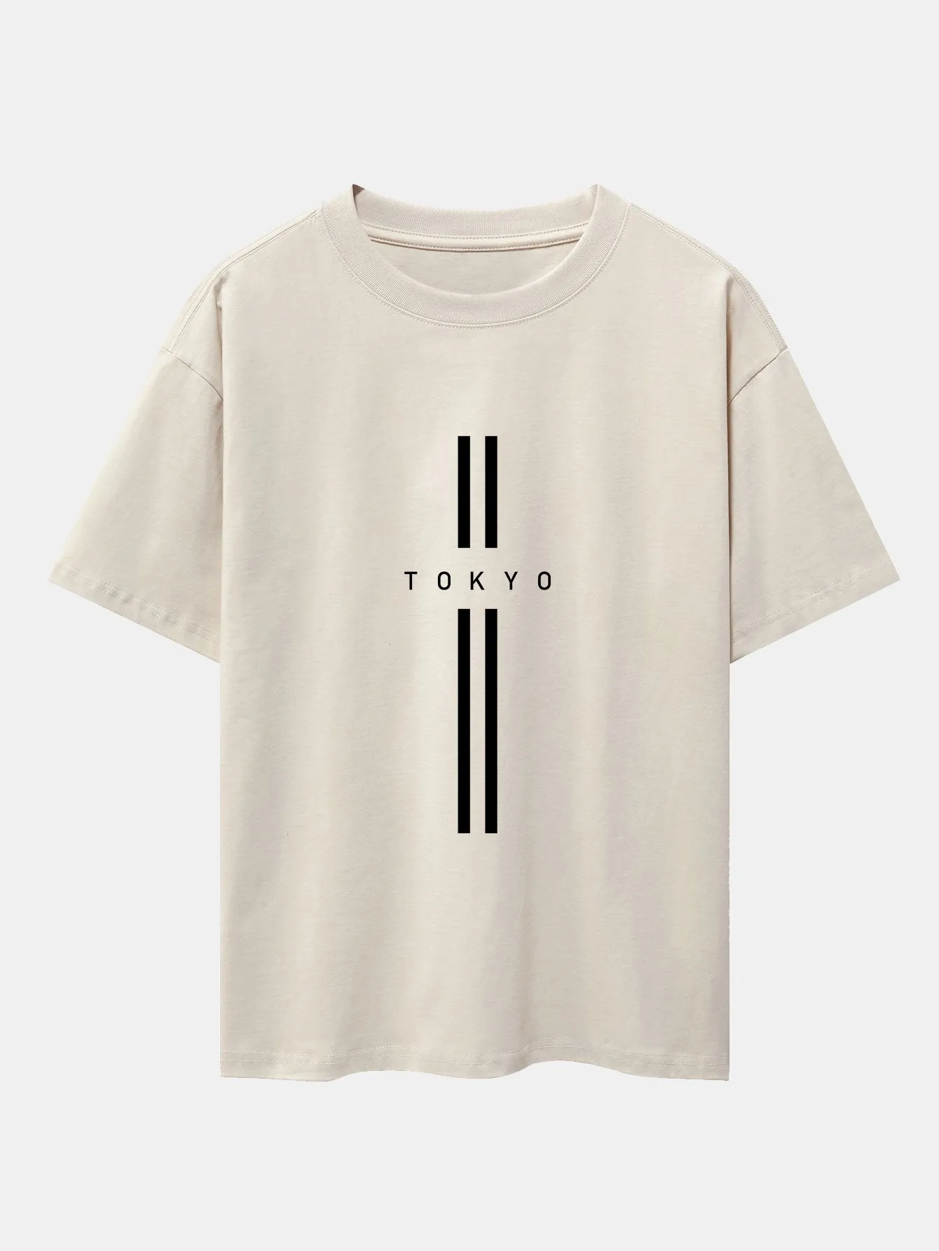 Stripe Tokyo Print Drop Shoulder Oversize T-Shirt sold by Hoooyi product image thumbnail 4