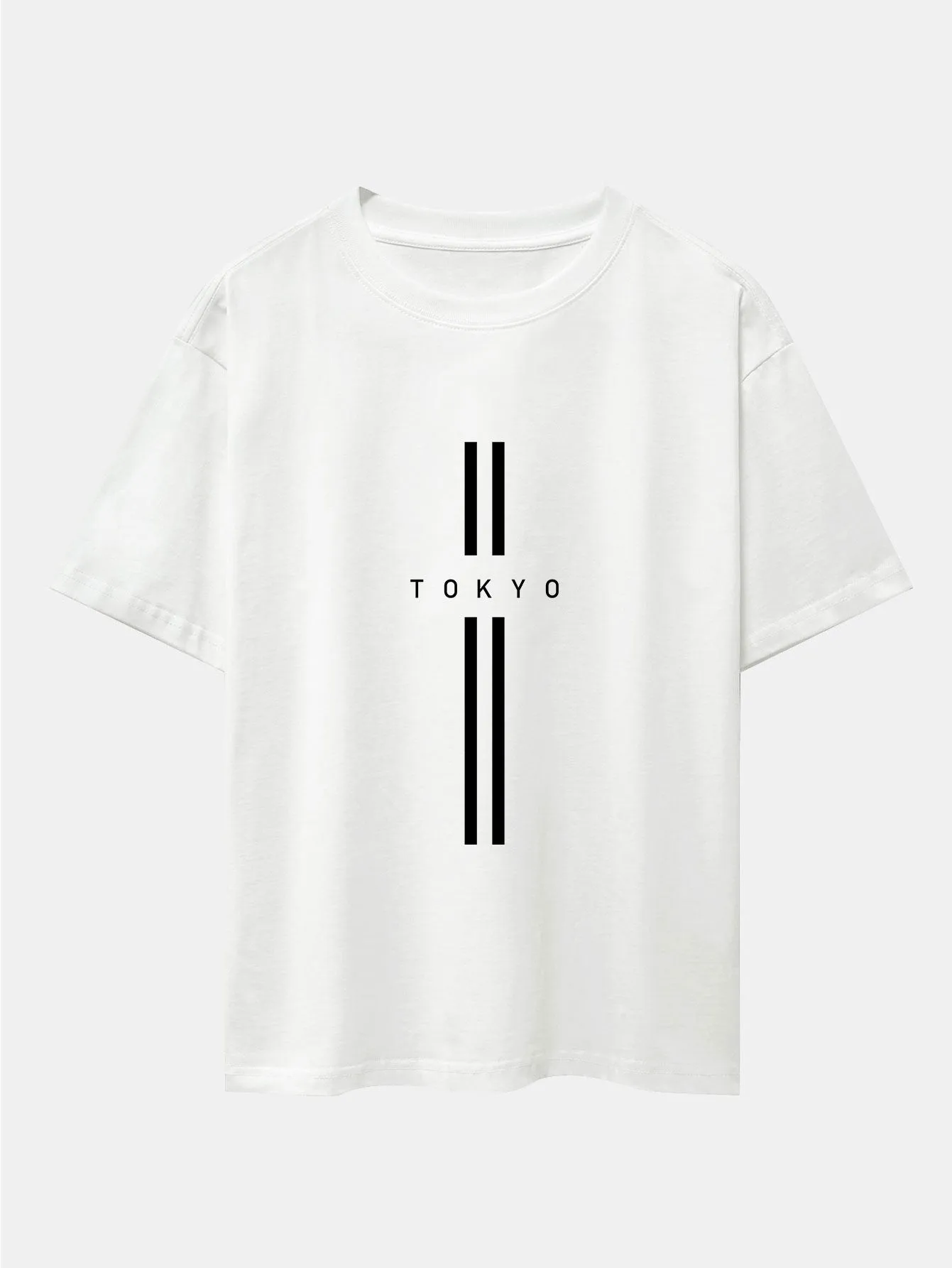 Stripe Tokyo Print Drop Shoulder Oversize T-Shirt sold by Hoooyi product image thumbnail 3