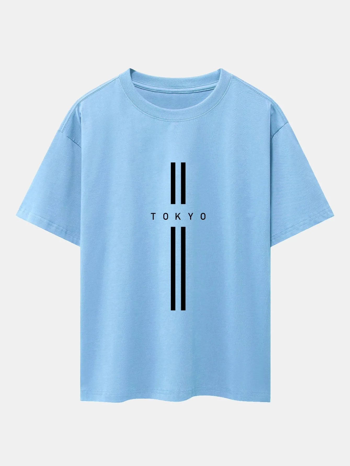 Stripe Tokyo Print Drop Shoulder Oversize T-Shirt sold by Hoooyi product image thumbnail 5