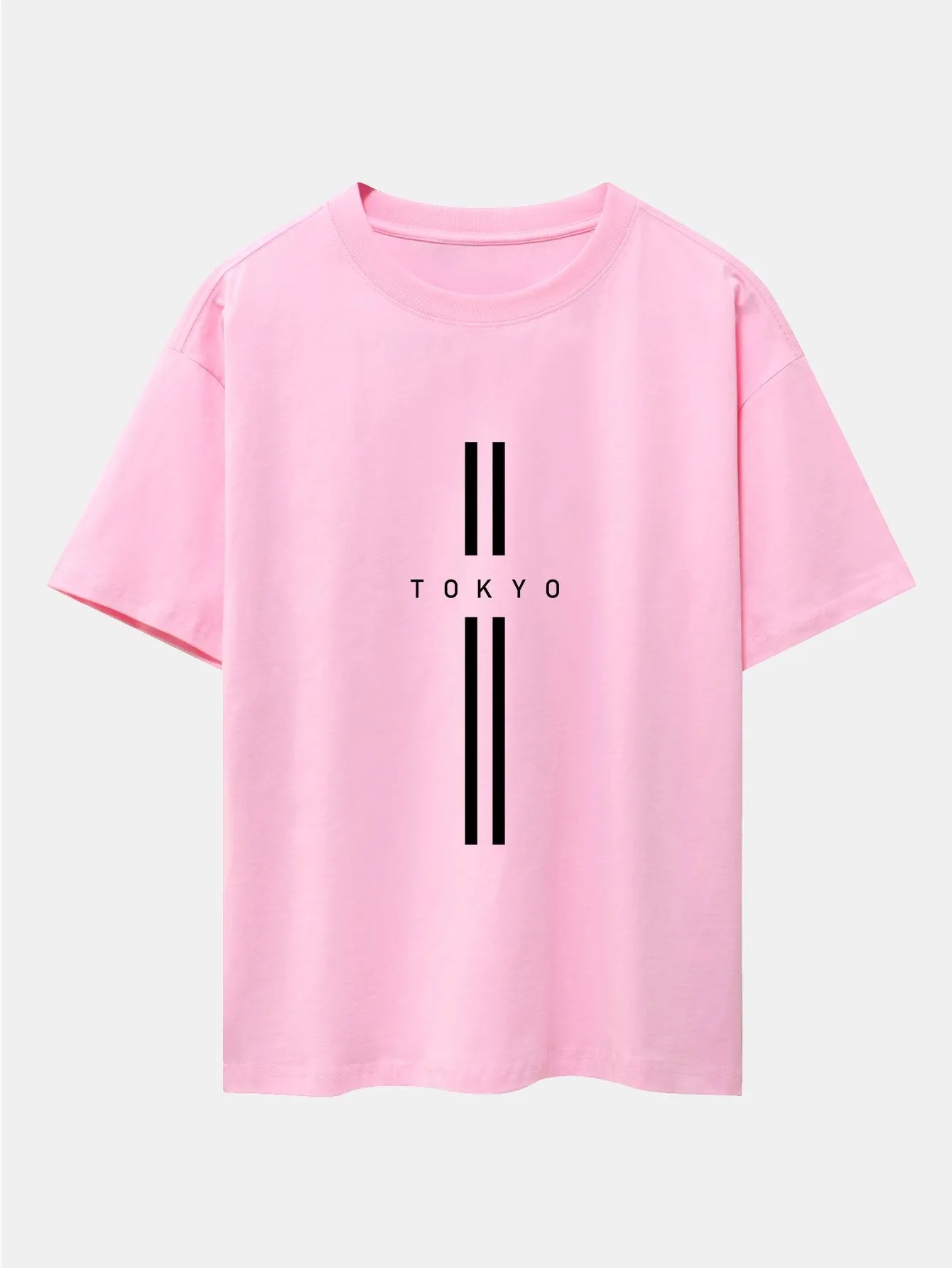 Stripe Tokyo Print Drop Shoulder Oversize T-Shirt sold by Hoooyi