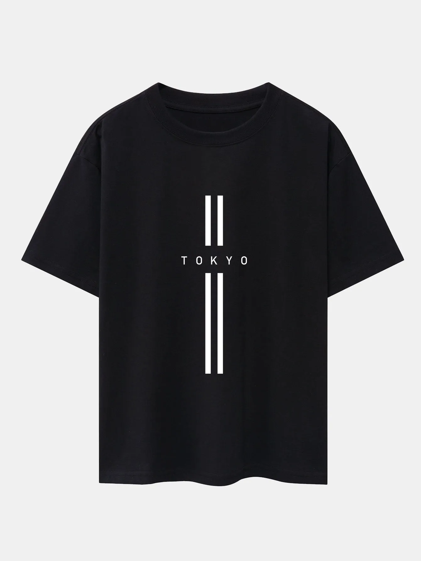 Stripe Tokyo Print Drop Shoulder Oversize T-Shirt sold by Hoooyi product image thumbnail 2