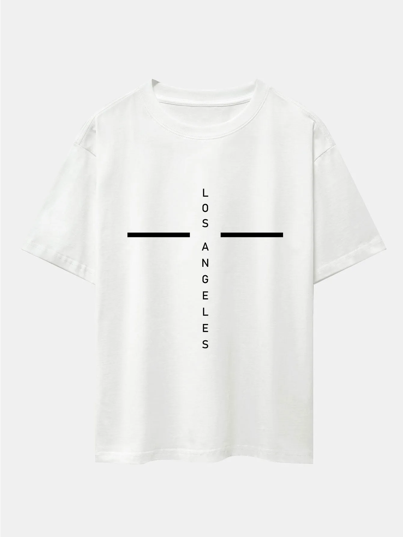 Stripe Los Angeles Print Drop Shoulder Oversize T-Shirt sold by Hoooyi product image thumbnail 4