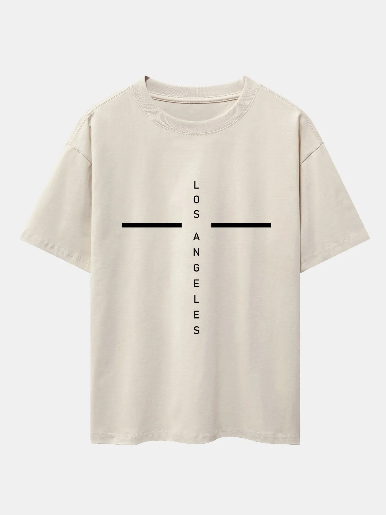 Stripe Los Angeles Print Drop Shoulder Oversize T-Shirt sold by Hoooyi product image thumbnail 3