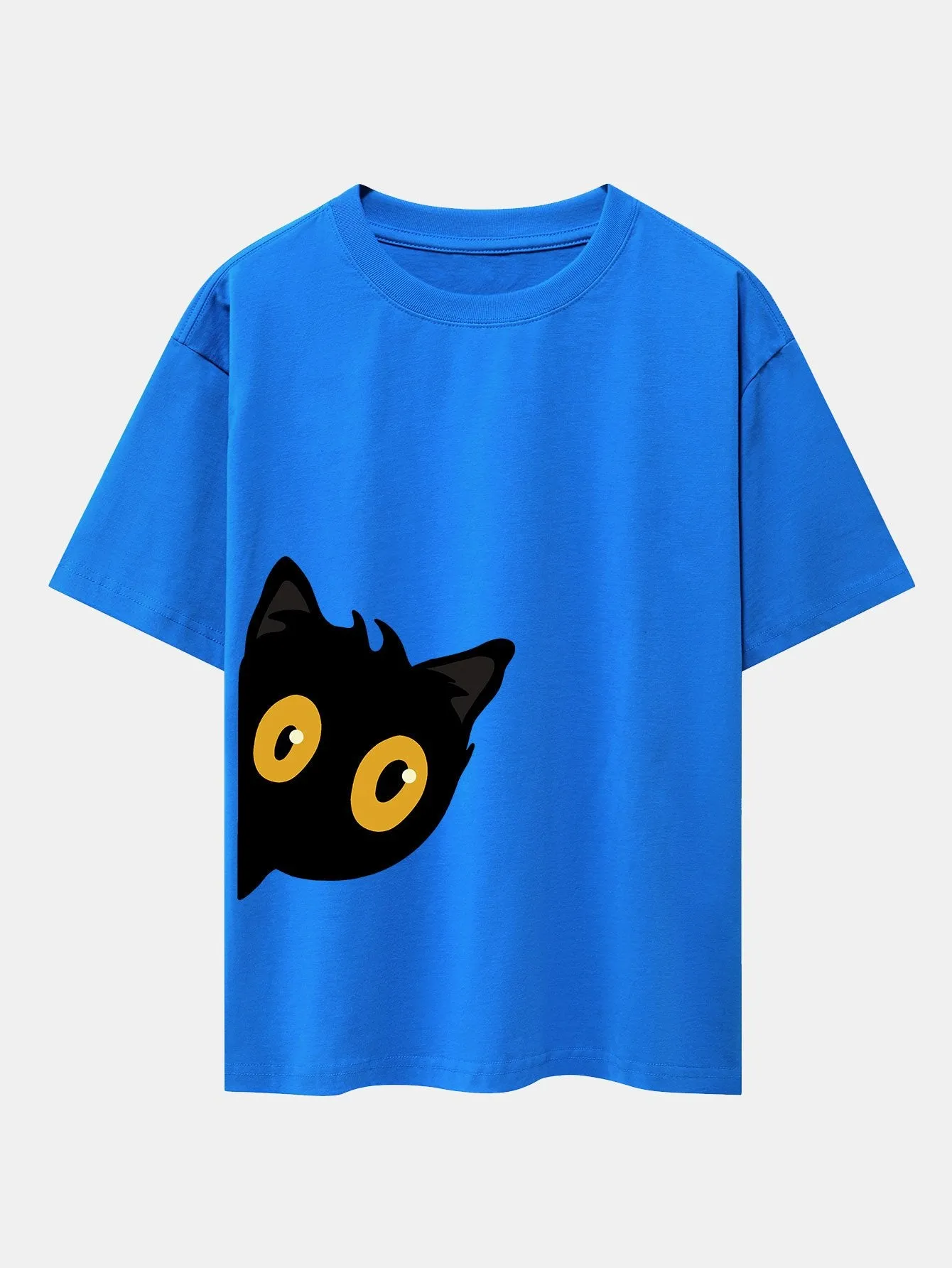 Black Cat Is Watching Print Drop Shoulder Oversize T-Shirt sold by Hoooyi product image thumbnail 4