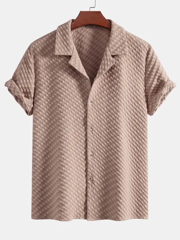 Houndstooth Jacquard Cuban Shirt sold by Hoooyi