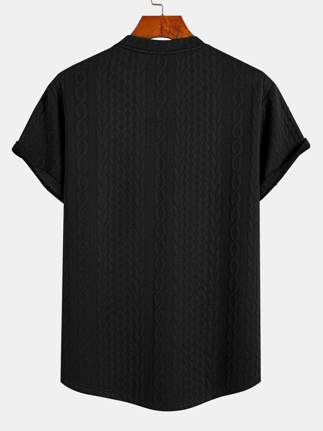 Twist Jacquard Arc Hem T-Shirt sold by Hoooyi product image thumbnail 4