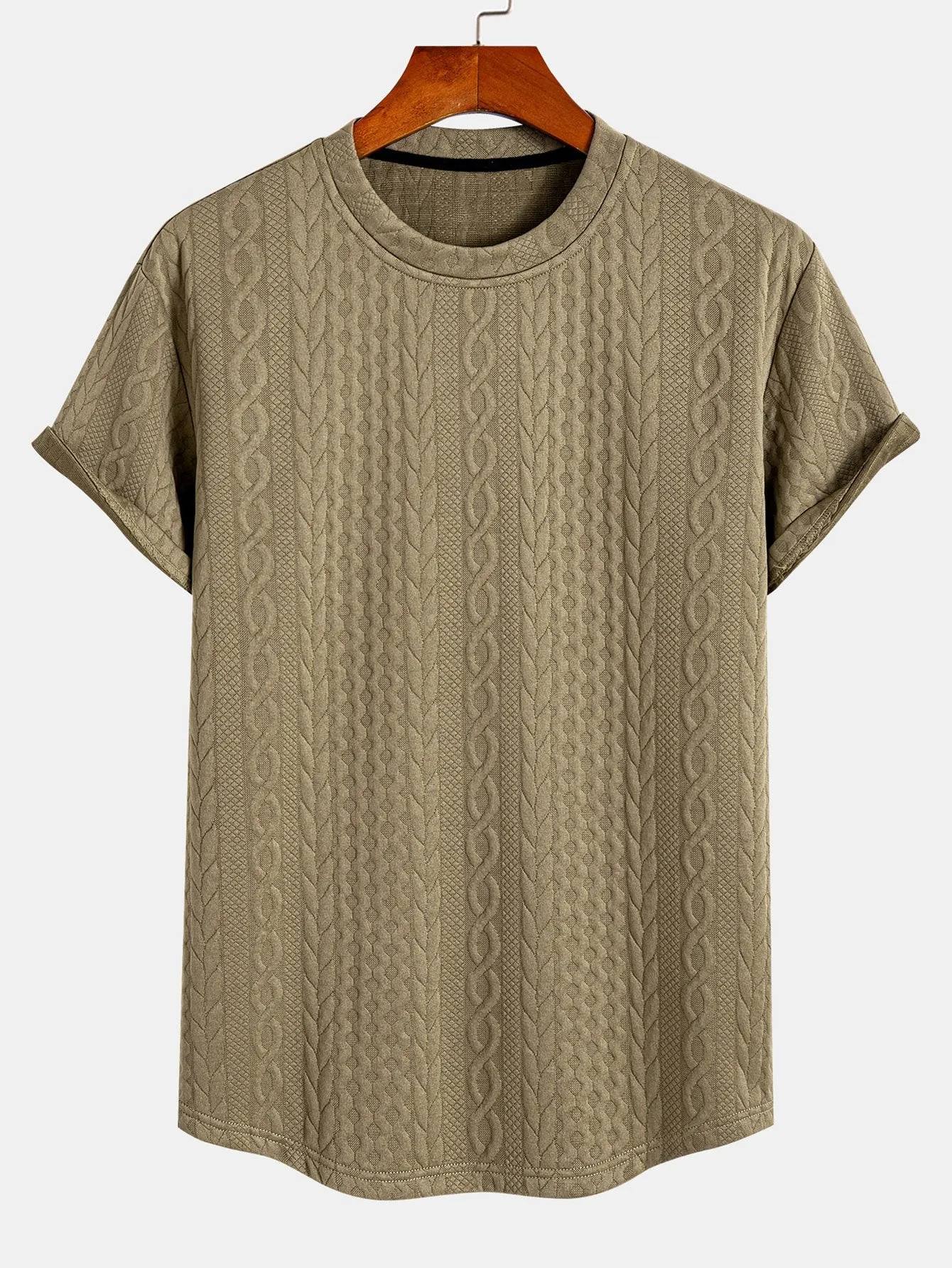 Twist Jacquard Arc Hem T-Shirt sold by Hoooyi product image thumbnail 5