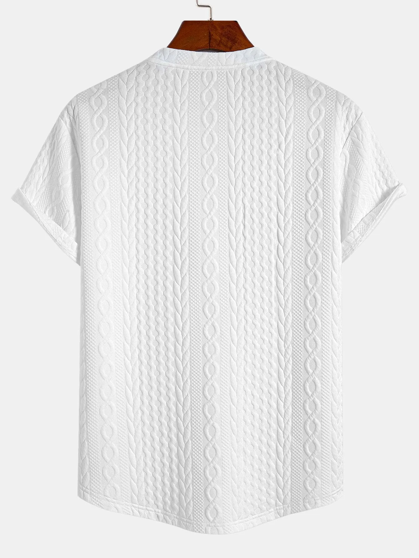 Twist Jacquard Arc Hem T-Shirt sold by Hoooyi product image thumbnail 2