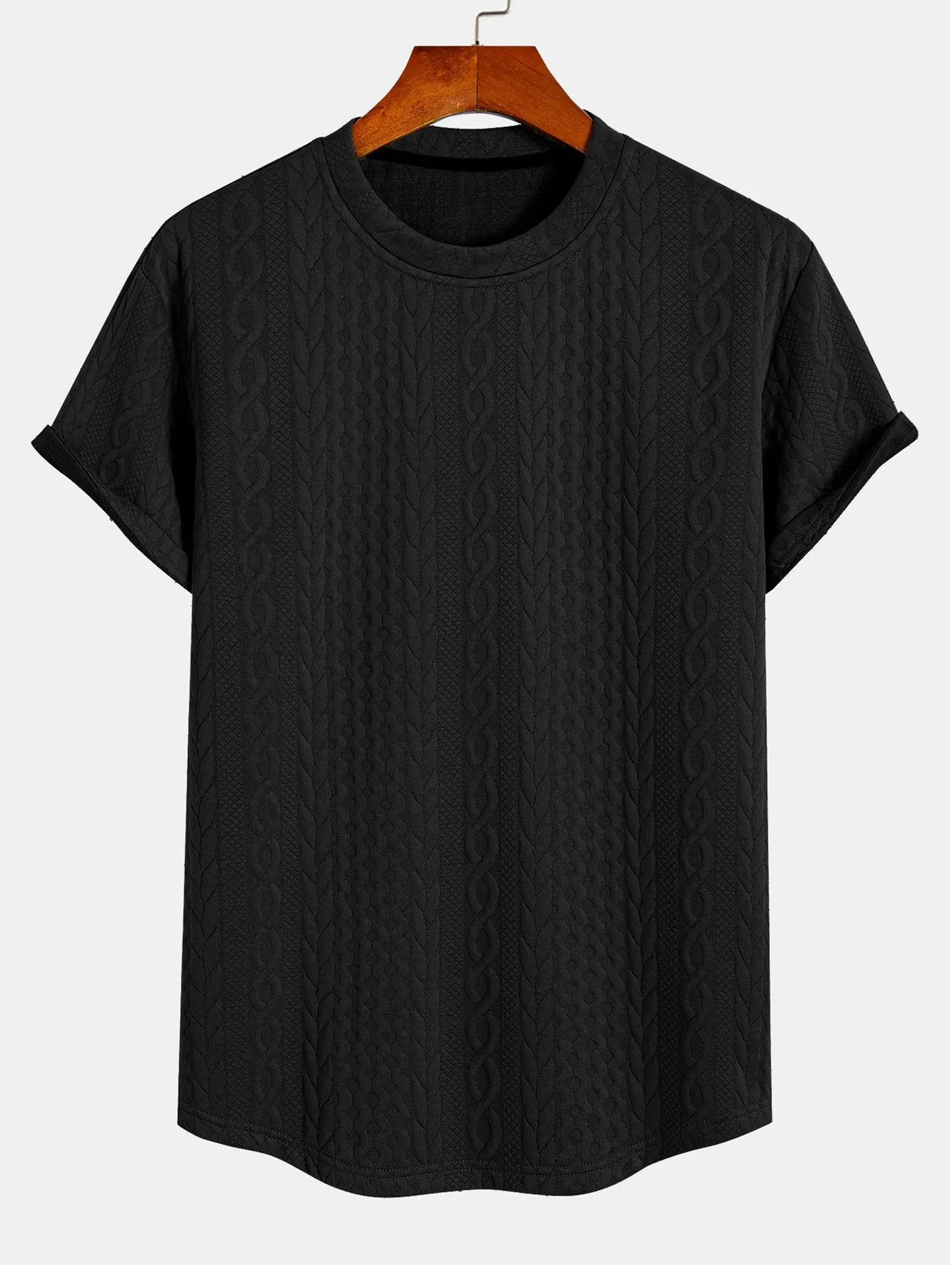 Twist Jacquard Arc Hem T-Shirt sold by Hoooyi product image thumbnail 3