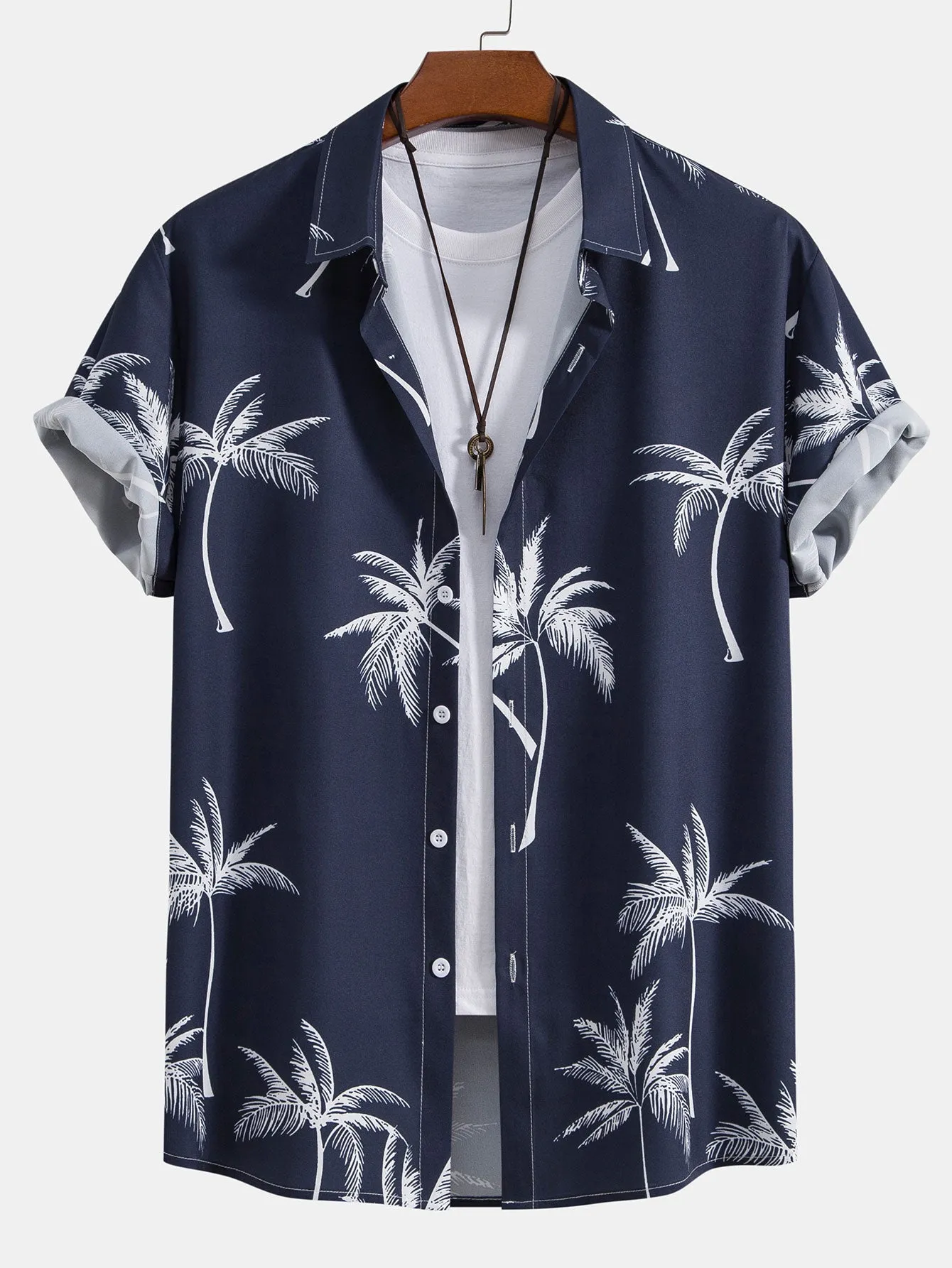 Palm Tree Print Button Up Shirt sold by Hoooyi product image thumbnail 3