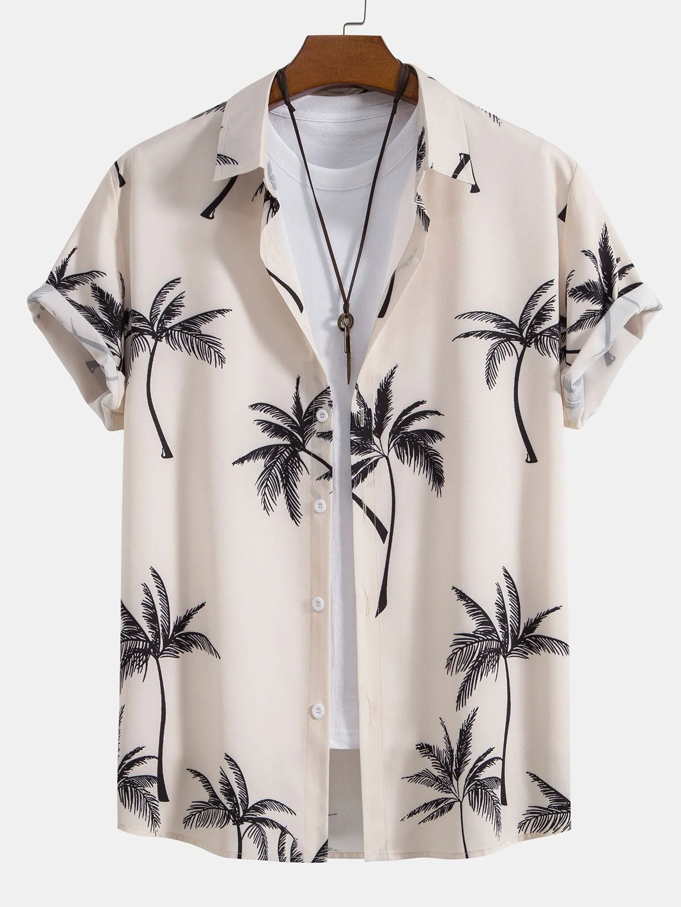 Palm Tree Print Button Up Shirt sold by Hoooyi product image thumbnail 5