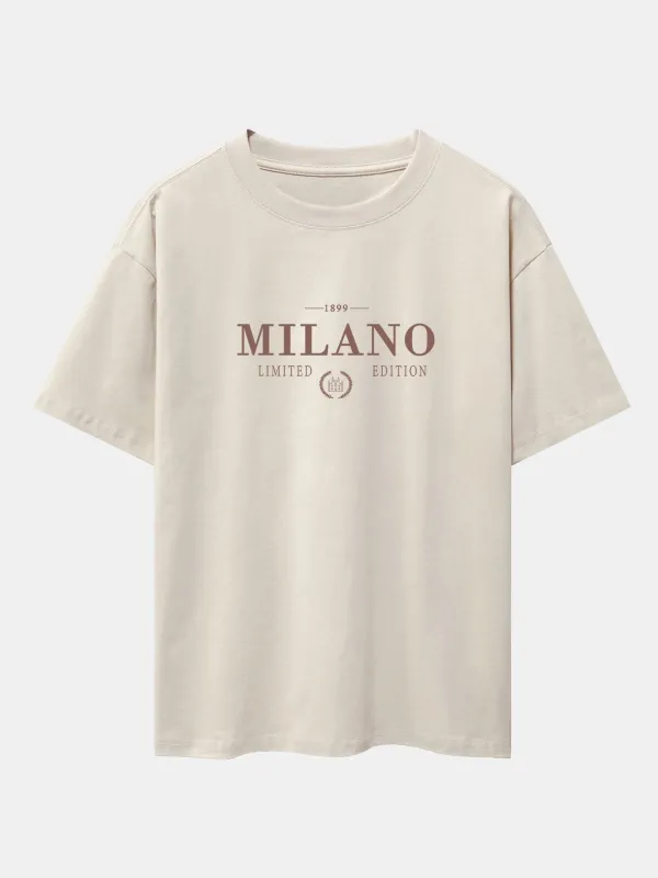 Milano Print Drop Shoulder Oversize T-Shirt sold by Hoooyi