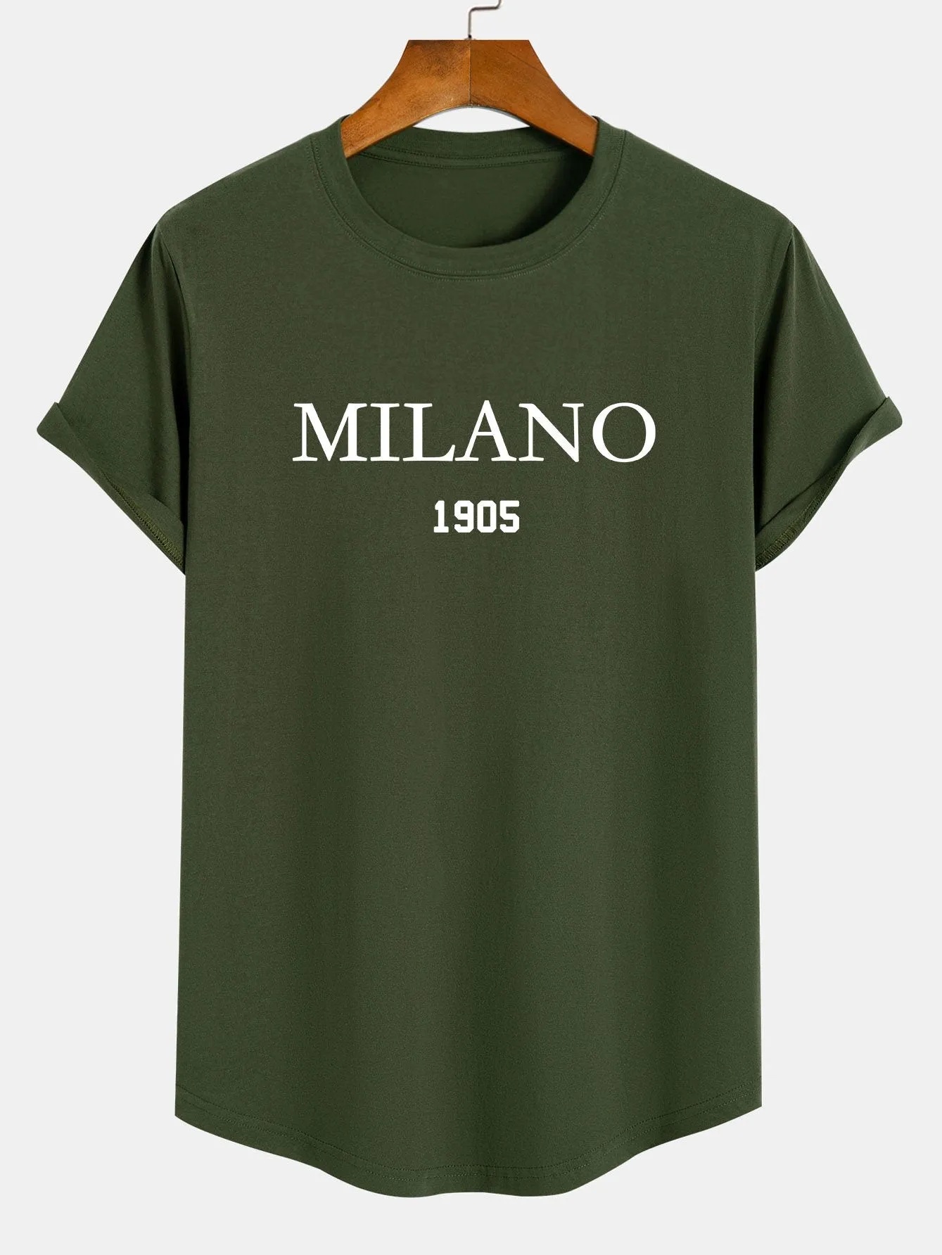 Milano Slogan Print Cotton Arc Hem T-Shirt sold by Hoooyi product image thumbnail 2