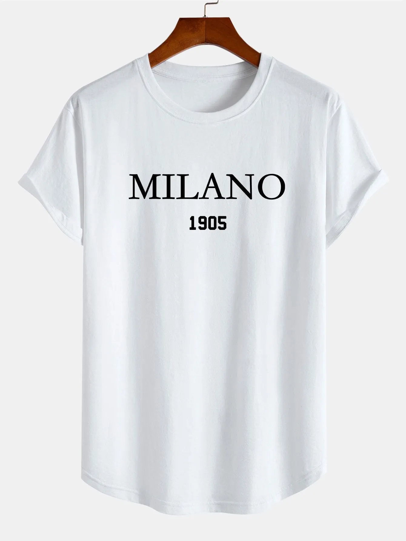 Milano Slogan Print Cotton Arc Hem T-Shirt sold by Hoooyi product image thumbnail 3