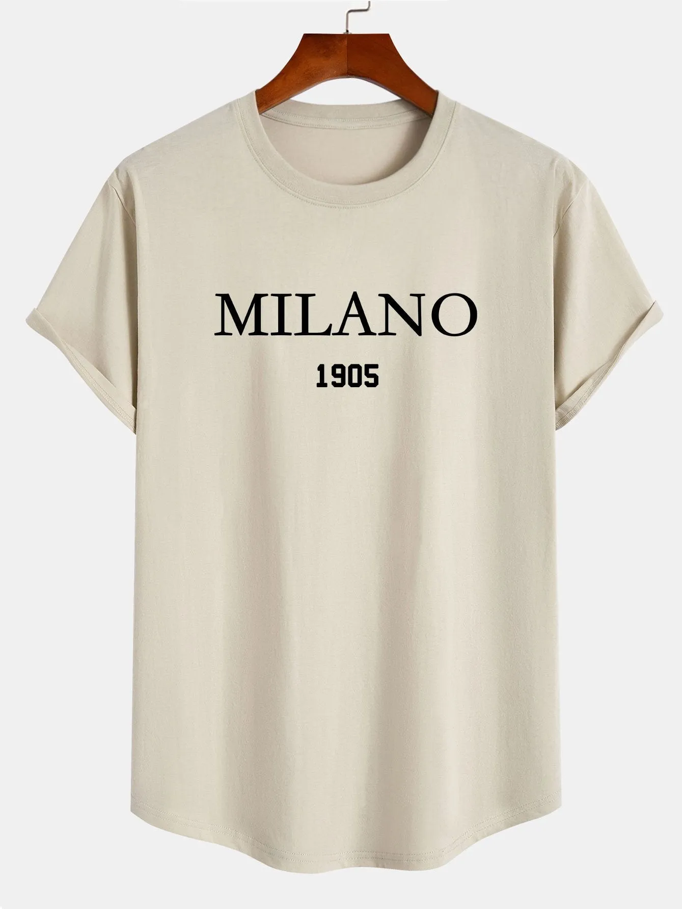 Milano Slogan Print Cotton Arc Hem T-Shirt sold by Hoooyi product image thumbnail 4