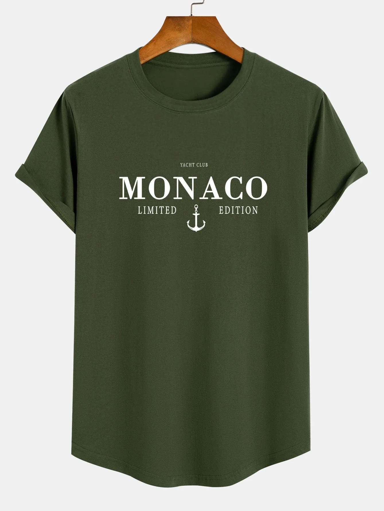 Monaco Slogan Print Cotton Arc Hem T-Shirt sold by Hoooyi product image thumbnail 5