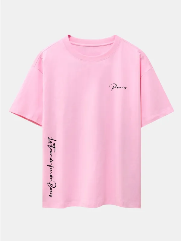 Paris Print Drop Shoulder Oversize T-Shirt sold by Hoooyi