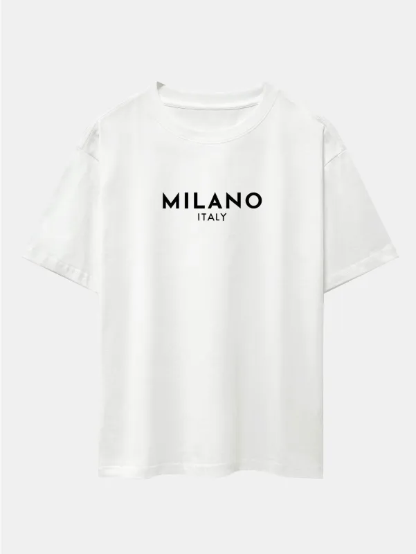 Milano Italy Print Drop Shoulder Oversize T-Shirt sold by Hoooyi