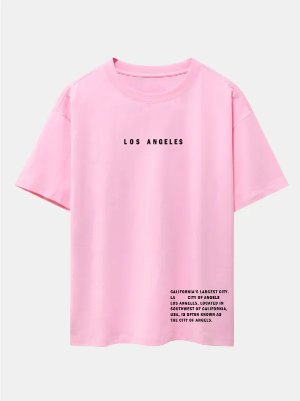 Los Angeles Slogan Print Drop Shoulder Oversize T-Shirt sold by Hoooyi
