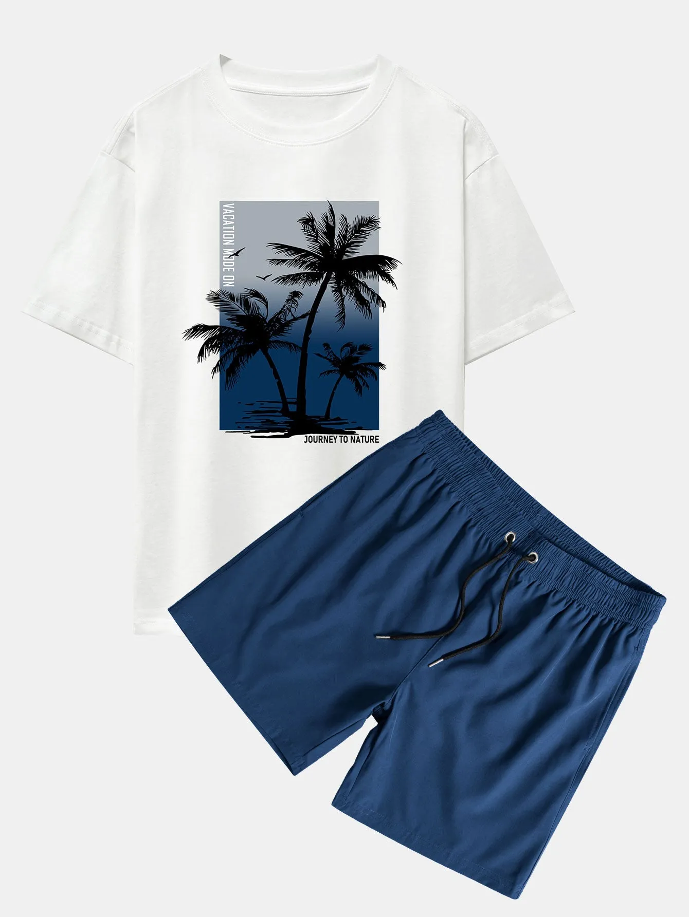 Palm Tree Print Oversize T-Shirt & Swim Shorts sold by Hoooyi product image thumbnail 2
