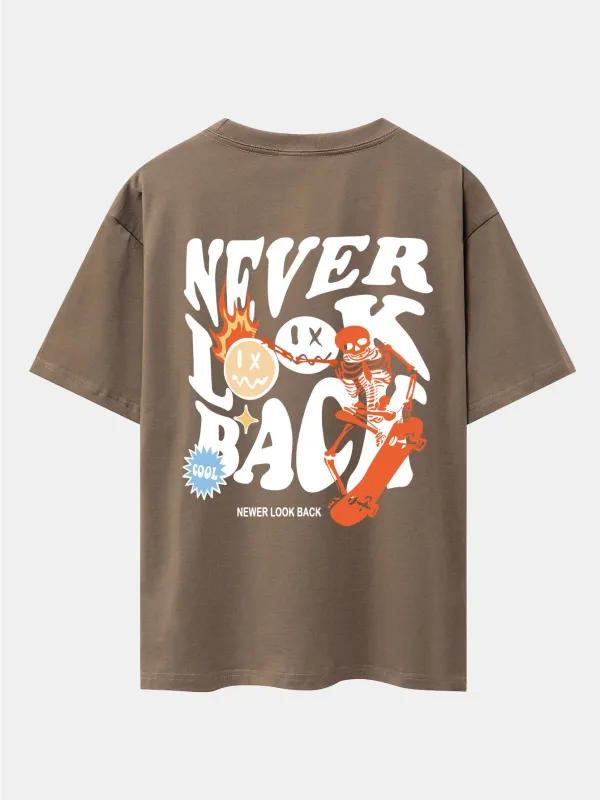 Skeleton Slogan Back Print Drop Shoulder Oversize T-Shirt sold by Hoooyi