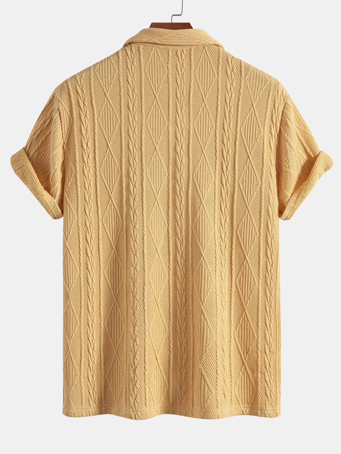 Knitted Geometric Textured Cuban Shirt sold by Hoooyi product image thumbnail 4