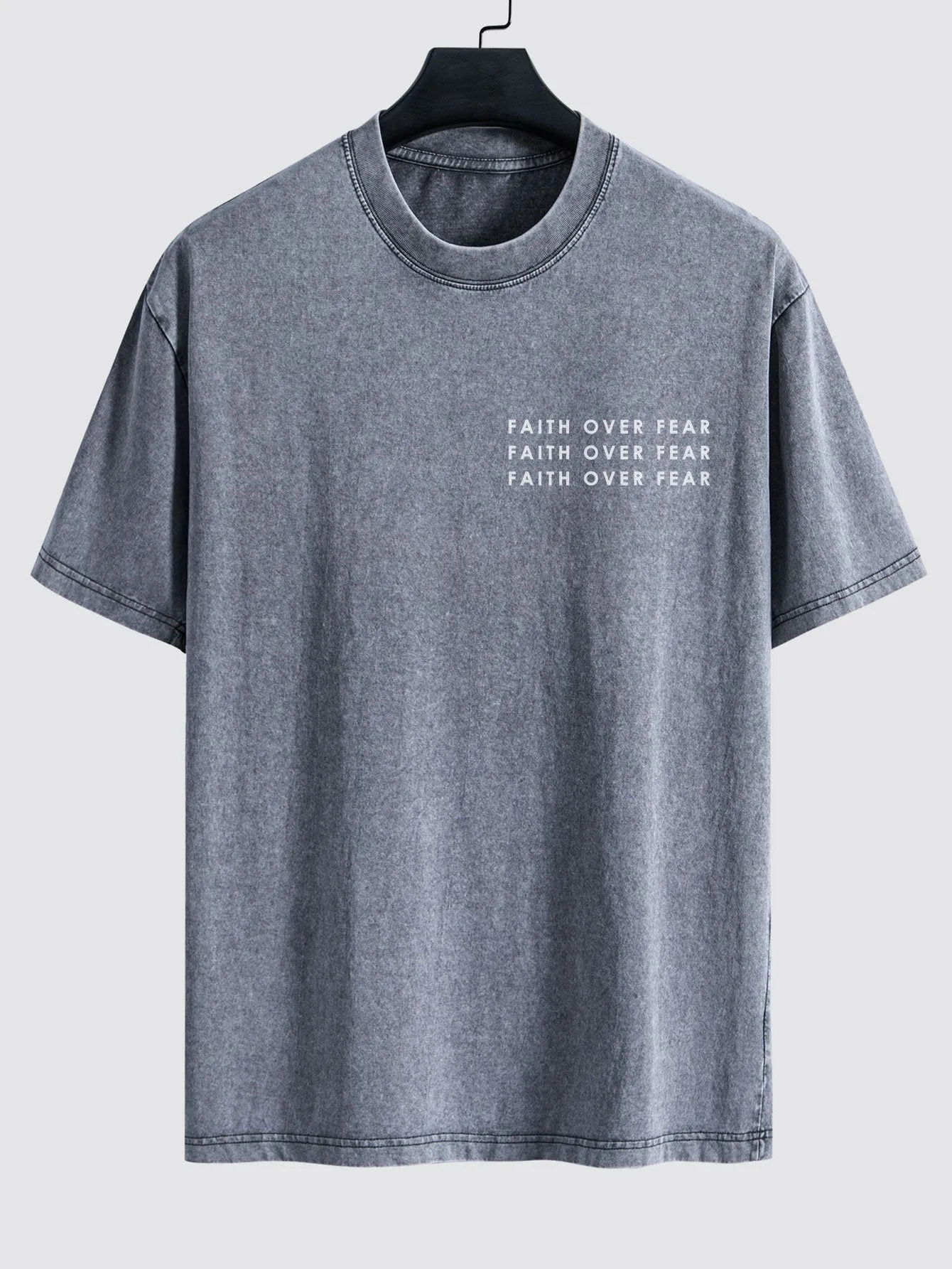 Slogan Print Washed Distressed Drop Shoulder T-Shirt sold by Hoooyi product image thumbnail 3