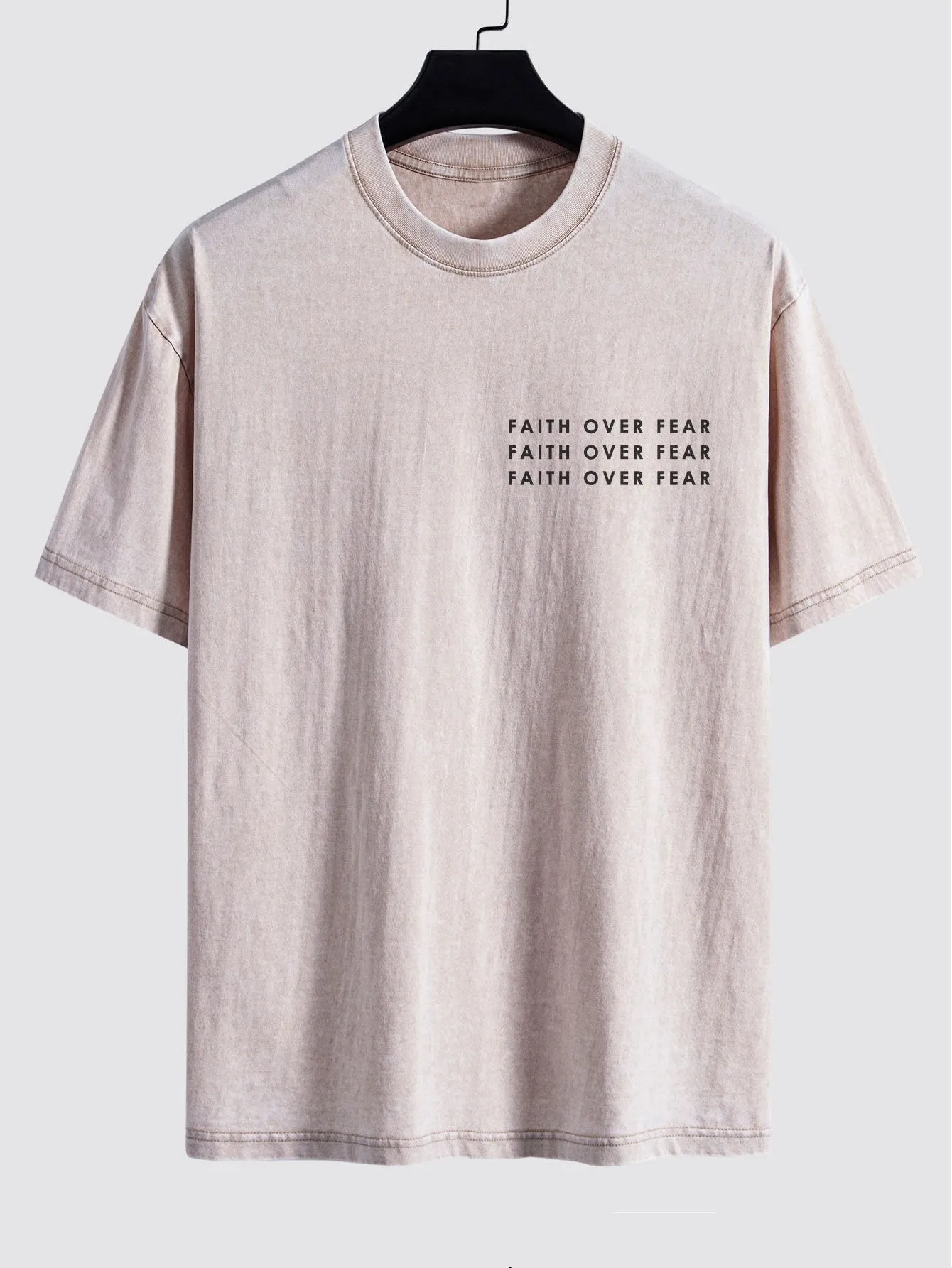 Slogan Print Washed Distressed Drop Shoulder T-Shirt sold by Hoooyi product image thumbnail 5