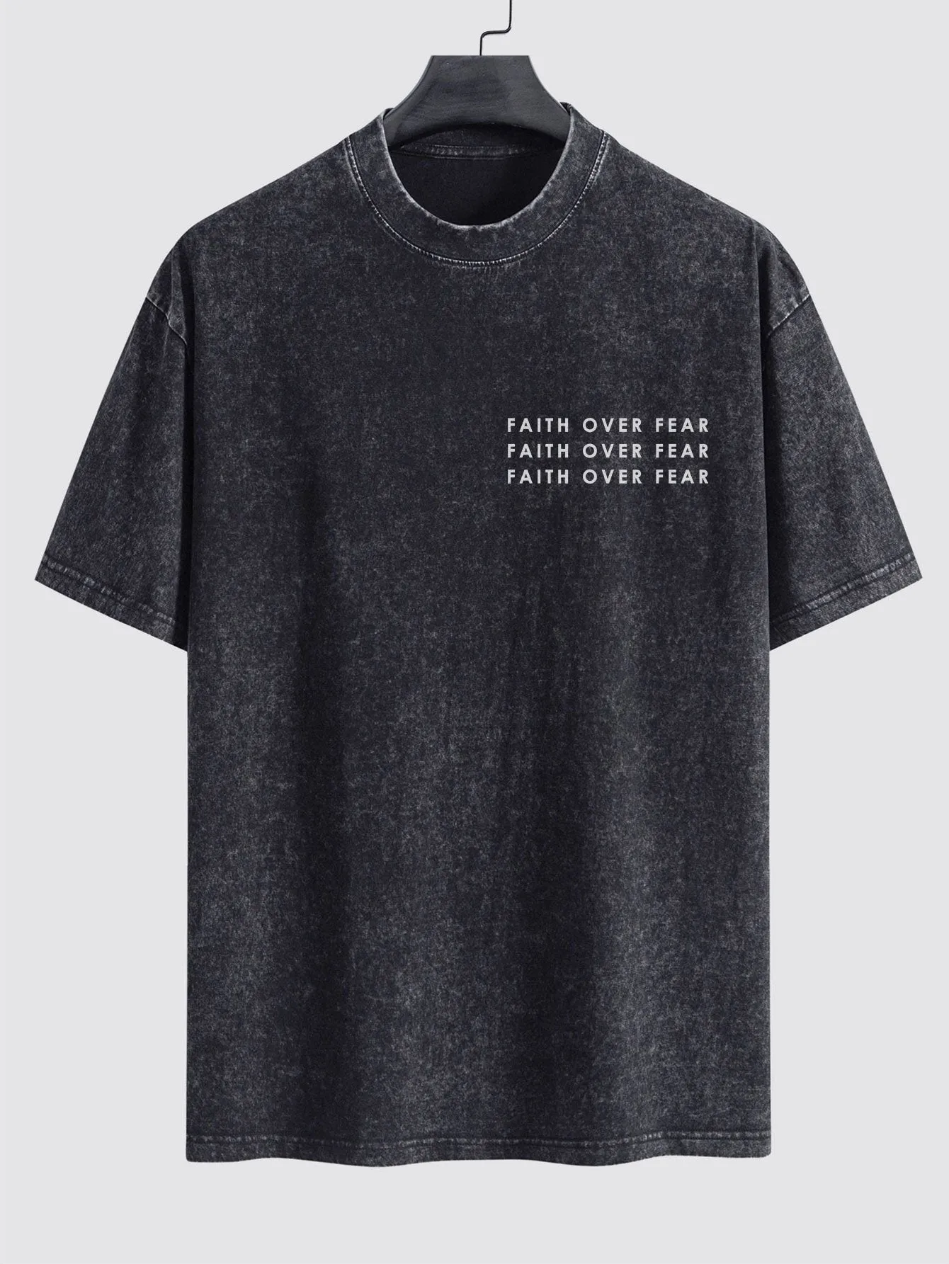 Slogan Print Washed Distressed Drop Shoulder T-Shirt sold by Hoooyi