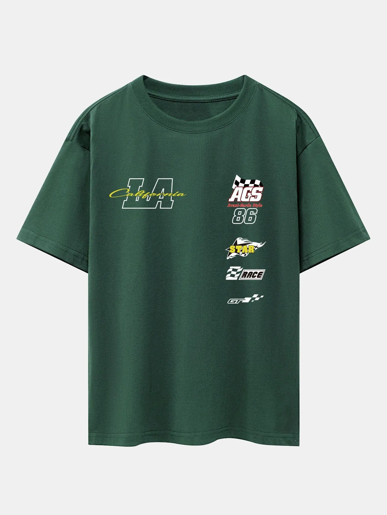 LA Racing Slogan Print Drop Shoulder Oversize T-Shirt sold by Hoooyi product image thumbnail 2