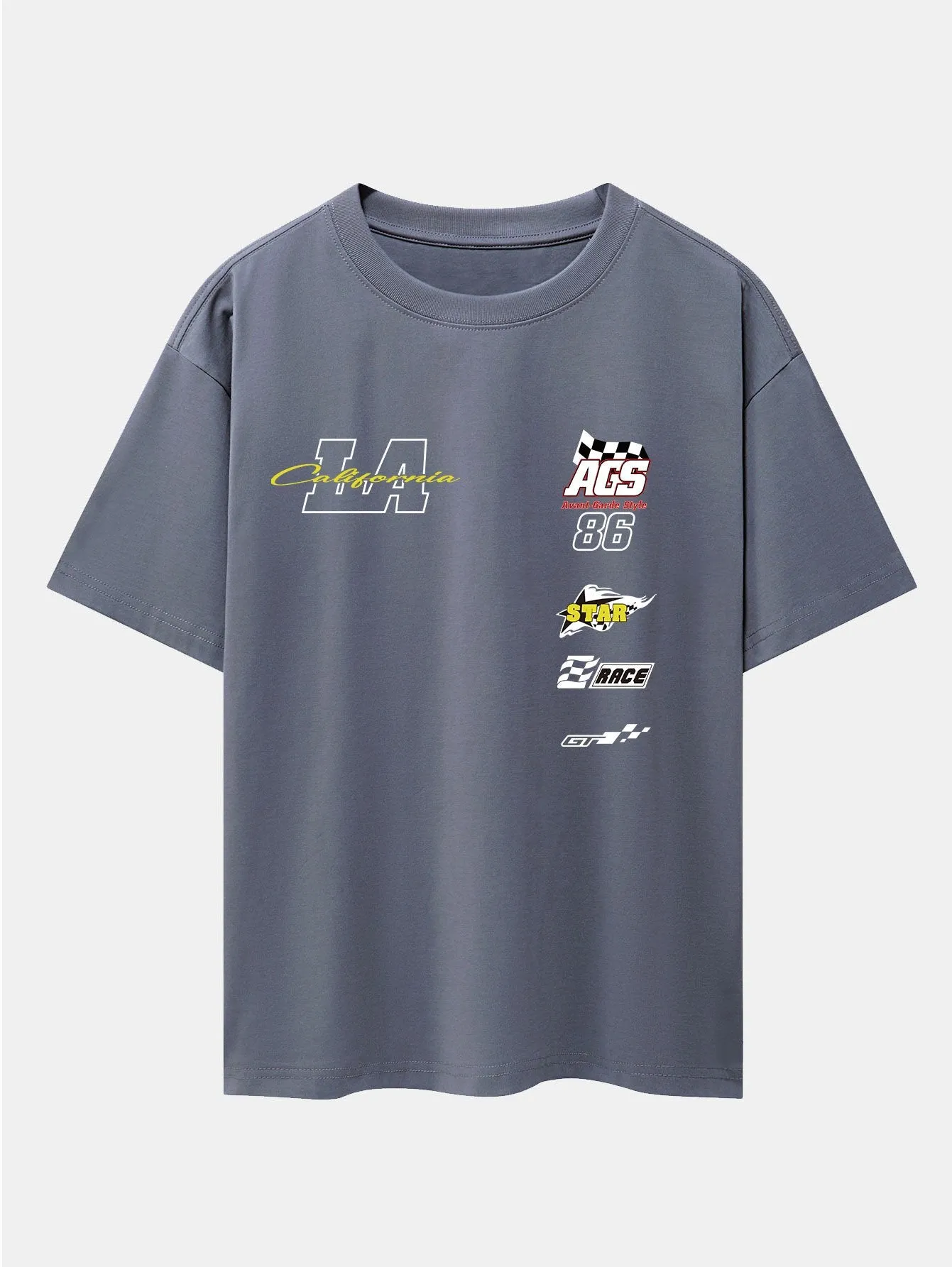 LA Racing Slogan Print Drop Shoulder Oversize T-Shirt sold by Hoooyi product image thumbnail 3